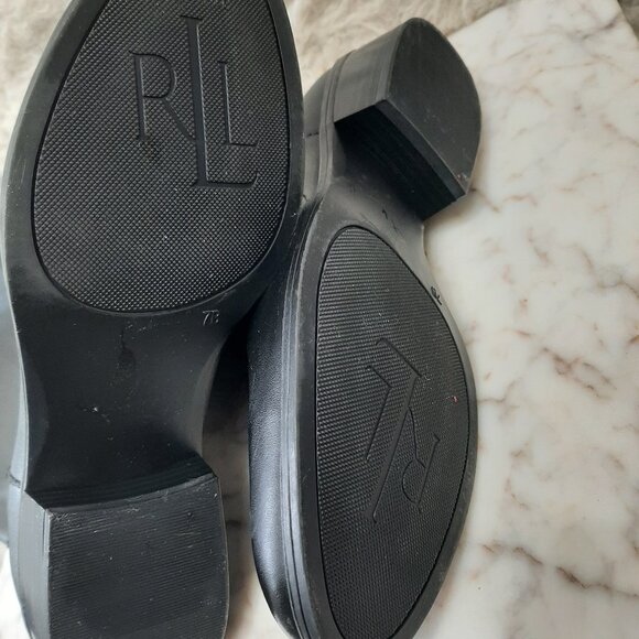 Ralph Lauren Boots MICAH Women's Knee High Tall Riding Black Leather Zipper 7B - Picture 5 of 9